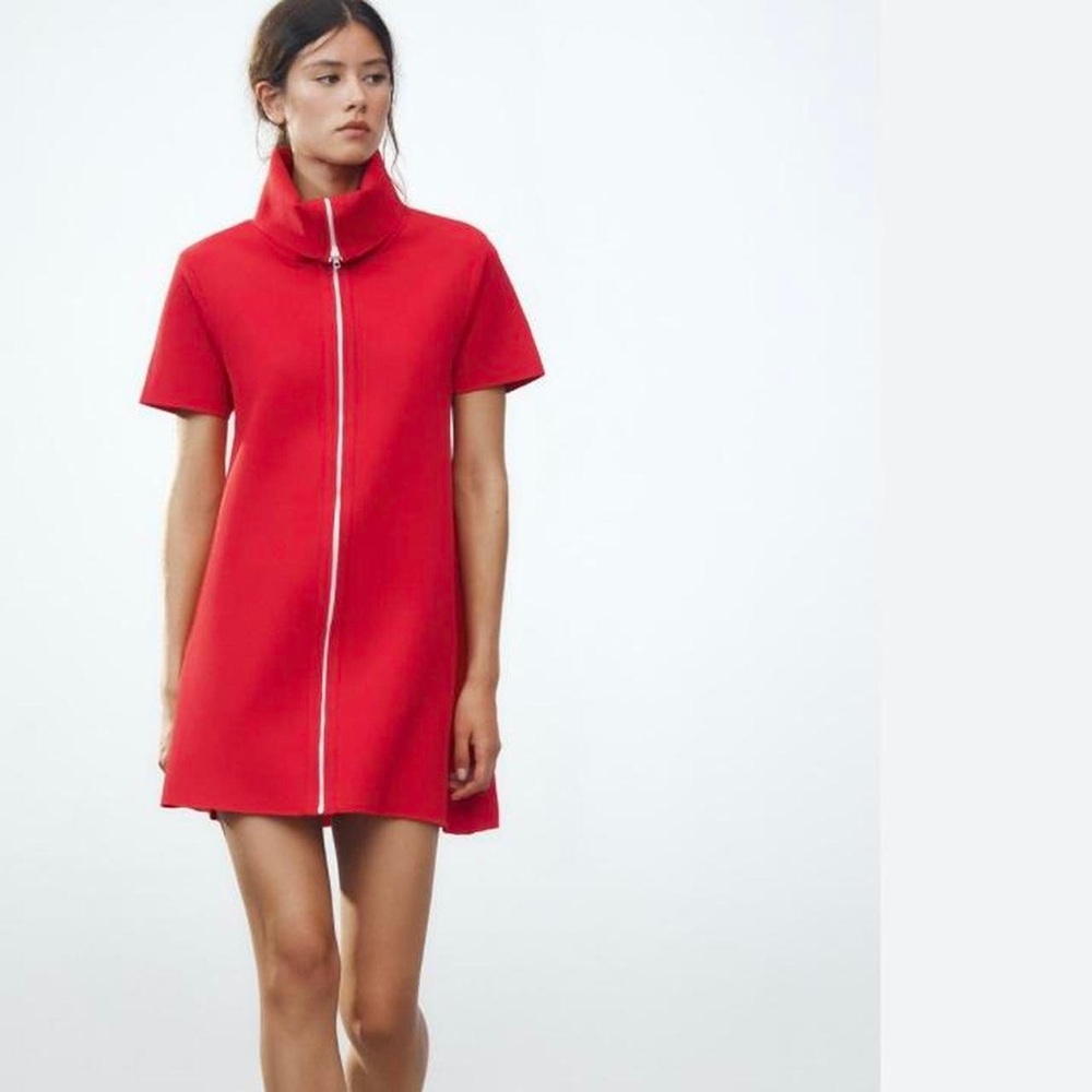 Zara Red Mini Dress with Zip Detail